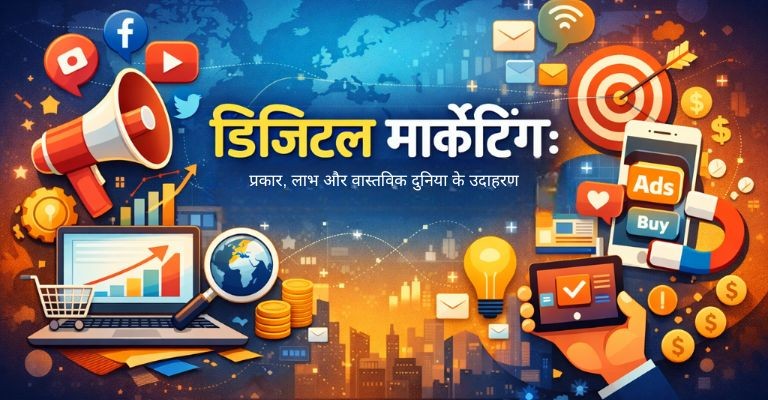 डिजिटल मार्केटिंग: प्रकार, लाभ और वास्तविक दुनिया के उदाहरण